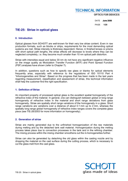 TIE-25: Striae in Optical Glass