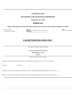 Lightspeed Pos Inc