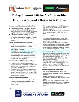 Today Current Affairs for Competitive Exams - Current Affairs 2021 Online