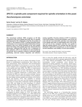 SPC72: a Spindle Pole Component Required for Spindle Orientation in the Yeast Saccharomyces Cerevisiae