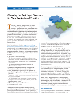 Choosing the Best Legal Structure for Your Professional Practice