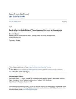 Basic Concepts in Forest Valuation and Investment Analysis