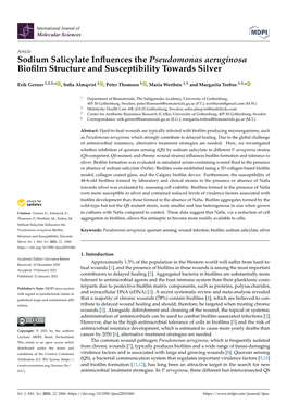 Sodium Salicylate Influences the Pseudomonas Aeruginosa Biofilm