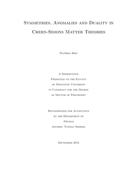 Symmetries, Anomalies and Duality in Chern-Simons Matter Theories