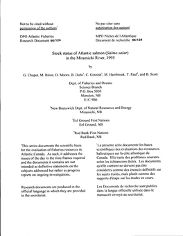 Stock Status of Atlantic Salmon in the Miramishi River, 1995