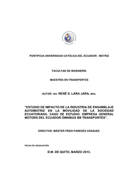 Autor: Ing. René S. Lara Jara, Mba. “Estudio De Impacto De