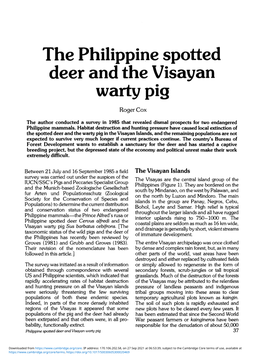 The Philippine Spotted Deer and the Visayan Warty Pig Roger Cox