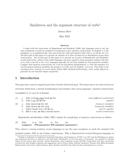 Similatives and the Argument Structure of Verbs∗