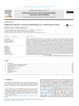 Parasitic Biodiversity As a Conservation Target