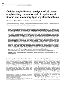 Cellular Angiofibroma: Analysis of 25 Cases Emphasizing Its Relationship to Spindle Cell Lipoma and Mammary-Type Myofibroblastoma