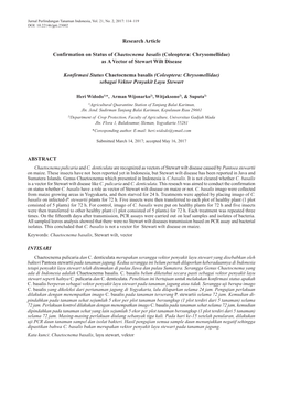 Research Article Confirmation on Status of Chaetocnema Basalis