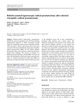 Robotic-Assisted Laparoscopic Radical Prostatectomy After Aborted Retropubic Radical Prostatectomy