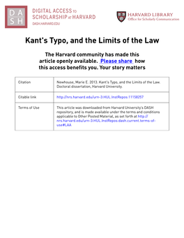 Kant's Typo, and the Limits of the Law