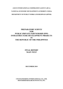 (Ppp) Infrastructure Development Projects in the Republic of the Philippines