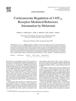 Corticosterone Regulation of 5-HT2A Receptor-Mediated Behaviors: Attenuation by Melatonin