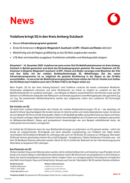 Vodafone Bringt 5G in Den Kreis Amberg-Sulzbach
