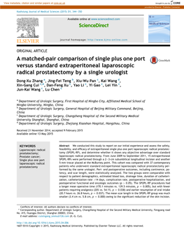 A Matched-Pair Comparison of Single Plus One Port Versus Standard Extraperitoneal Laparoscopic Radical Prostatectomy by a Single Urologist