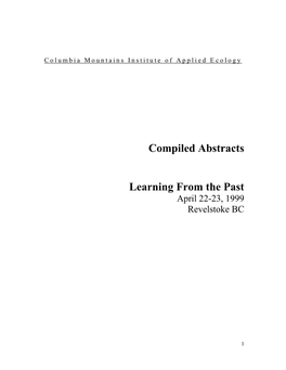 Compiled Abstracts Learning from the Past