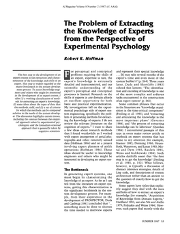 Problem of Extracting the Knowledge of Experts Fkom the Perspective of Experimental Psychology