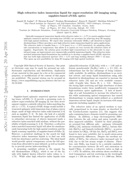 High Refractive Index Immersion Liquid for Super-Resolution 3D Imaging Using Sapphire-Based Anail Optics