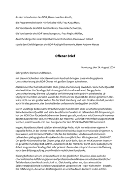 Offener Brief Von 16 Europäischen Chorleitern Gegen