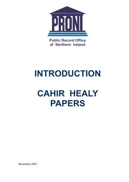 Introduction to the Cahir Healy Papers Adobe