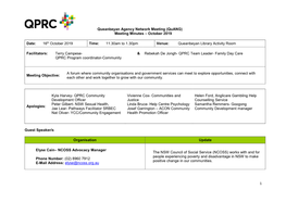 Queanbeyan Agency Network Meeting (Quang) Meeting Minutes – October 2019