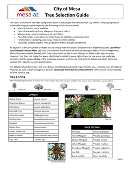 City of Mesa Tree Selection Guide