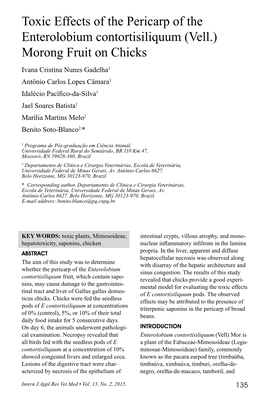 Toxic Effects of the Pericarp of the Enterolobium Contortisiliquum (Vell