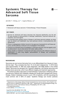 Systemic Therapy for Advanced Soft Tissue Sarcoma