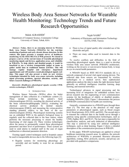 Wireless Body Area Sensor Networks for Wearable Health Monitoring: Technology Trends and Future Research Opportunities