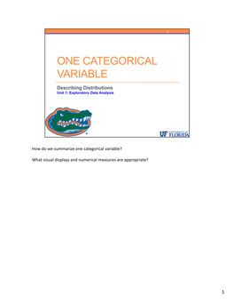 How Do We Summarize One Categorical Variable? What Visual