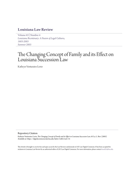 The Changing Concept of Family and Its Effect on Louisiana Succession Law, 63 La