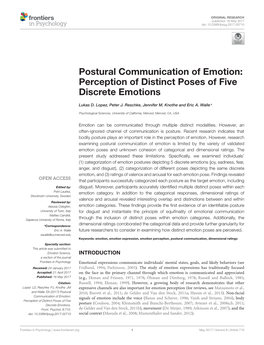 Postural Communication of Emotion: Perception of Distinct Poses of Five Discrete Emotions