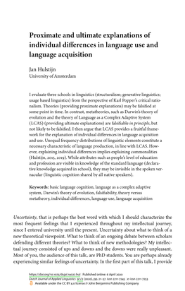 Proximate and Ultimate Explanations of Individual Differences in Language Use and Language Acquisition