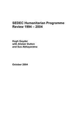 SEDEC Humanitarian Programme Review 1994 – 2004