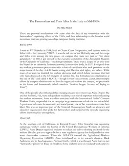 Mike Miller, “The Farmworkers and Their Allies in the Early to Mid-1960'S”