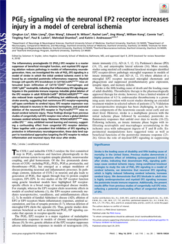 PGE2 Signaling Via the Neuronal EP2 Receptor Increases Injury in a Model of Cerebral Ischemia