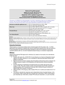 National Drug Monograph Ofatumumab Arzerra September