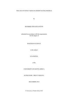 THE USE of EFFECT SIZES in CREDIT RATING MODELS By