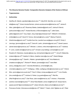 The Glossina Genome Cluster: Comparative Genomic Analysis of the Vectors of African