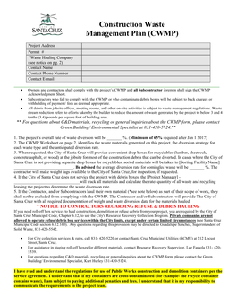 Construction Waste Management Plan (CWMP)