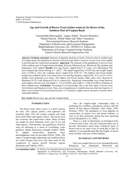 Age and Growth of Brown Trout (Salmo Trutta)