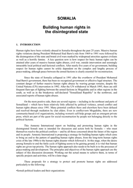 SOMALIA Building Human Rights in the Disintegrated State