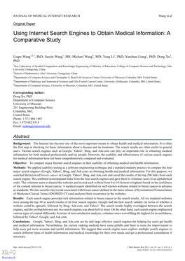 Using Internet Search Engines to Obtain Medical Information: a Comparative Study