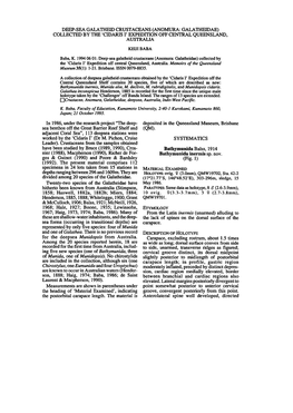 ANOMURA: GALATHEIDAE) COLLECTED by the 'CIDARIS I' EXPEDITION OFF CENTRAL QUEENSLAND, AUSTRALIA KEUI BABA Baba, K