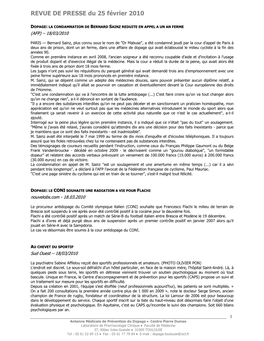 Dopage 25 Mars 2010