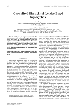 Generalized Hierarchical Identity-Based Signcryption