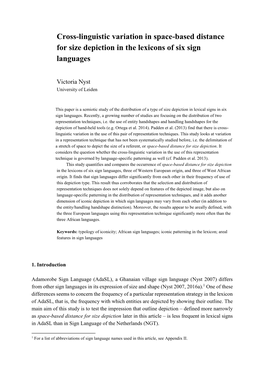 Cross-Linguistic Variation in Space-Based Distance for Size Depiction in the Lexicons of Six Sign Languages