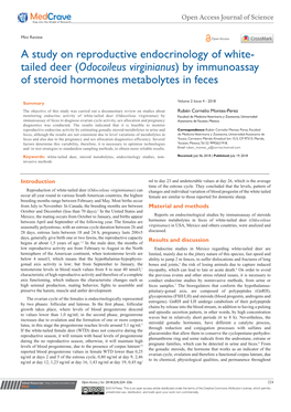 Tailed Deer (Odocoileus Virginianus) by Immunoassay of Steroid Hormones Metabolytes in Feces